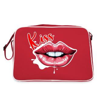 Bouche / Lèvres / Dents / Langue / Sourire / Baiser - Sac Retro - rouge/blanc - Dos