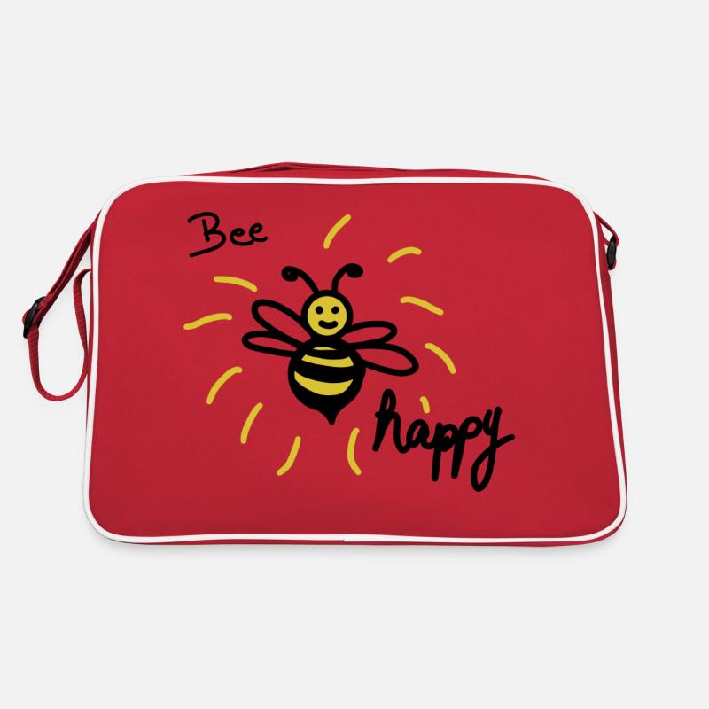 Bee happy - Retro Tasche - Rot/Weiß