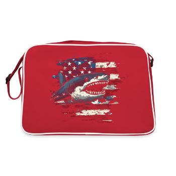Shark with Usa flag - Retro Bag - red/white - Back