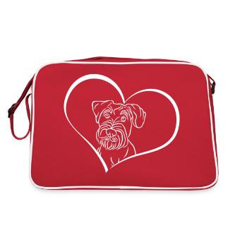 Middle schnauzer in the heart - Retro Bag - red/white - Back