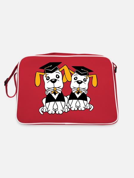 Chiens École Diplôme Certificat Gymnase Collège Abi - Sac Retro - rouge/blanc - Dos