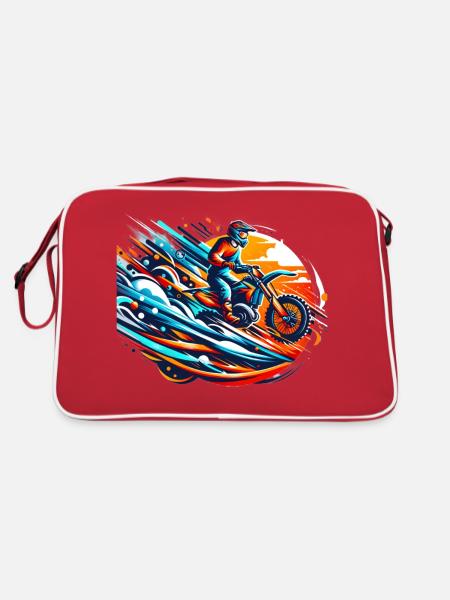 Motorrad Motocross biker bike - Retro Tasche - Rot/Weiß