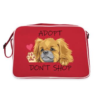 Jeter un coup d’œil en agitant le chien pékinois triste - Sac Retro - rouge/blanc - Dos