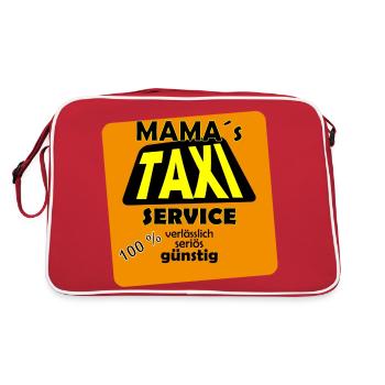 Mama Taxi immer bereit - Retro Tasche - Rot/Weiß - Hinten
