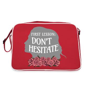 Citation de Rose Hathaway « Première leçon: n’hésitez pas » - Sac Retro - rouge/blanc - Dos