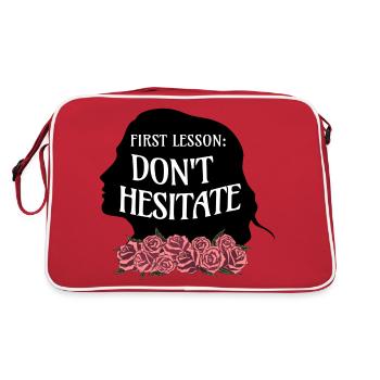 Citation de Rose Hathaway « Première leçon: n’hésitez pas » - Sac Retro - rouge/blanc - Dos