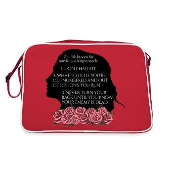 Rose Hathaway, Zen life lessons, Vampire Academy - Retro Tasche - Rot/Weiß - Hinten