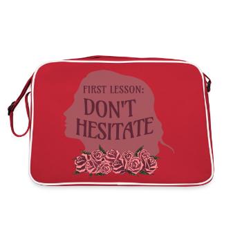Citation de Rose Hathaway « Première leçon: n’hésitez pas » - Sac Retro - rouge/blanc - Dos