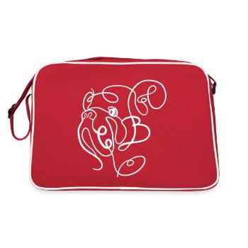 Chivalrous Bulls line bulldog white - Retro Bag - red/white - Back