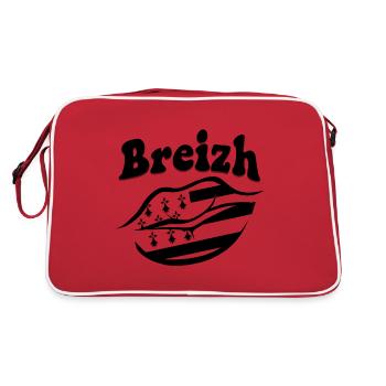 Breizh Bretagne design flag mouth - Retro Bag - red/white - Back