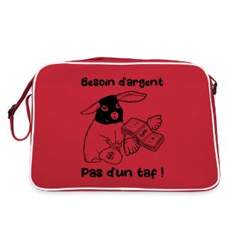 Besoin d'argent pas d'un taf ! Lapin braqueur - Sac Retro - rouge/blanc - Dos