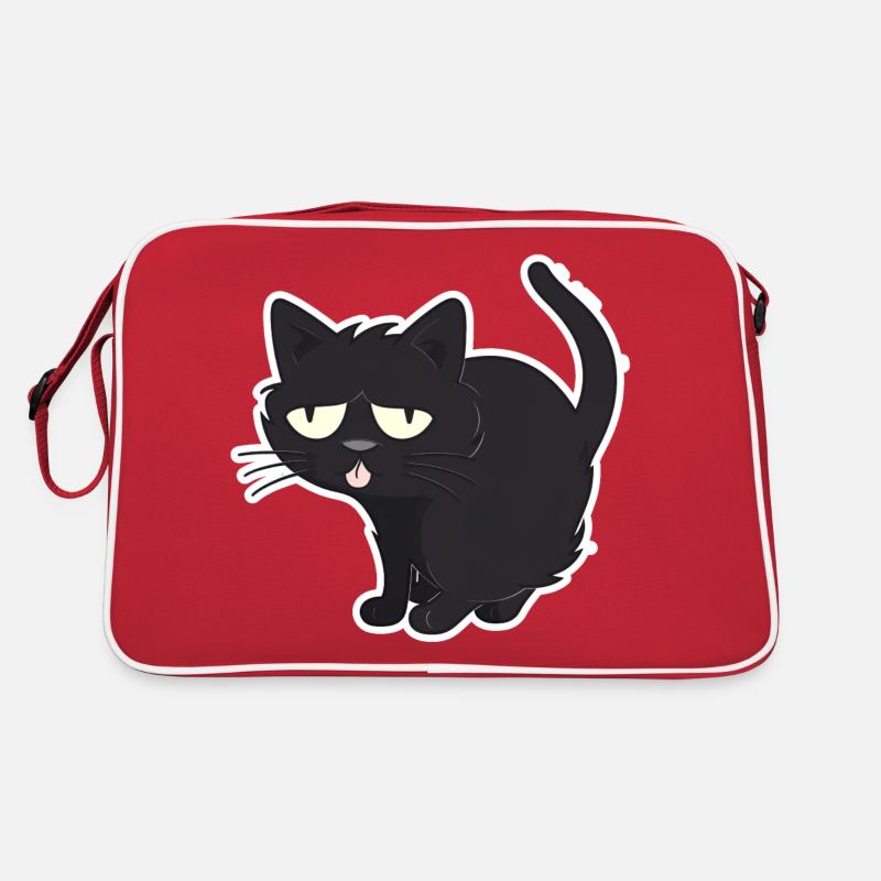 Un chat noir effronté tire la langue Sac Retro