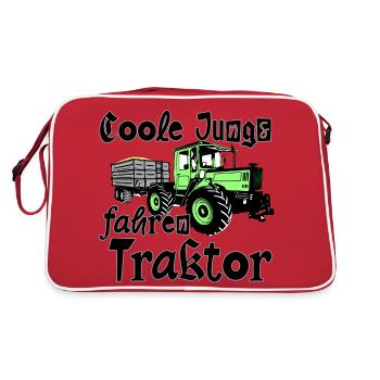 Coole Jungs fahren Traktor - MB Trac - Unimog - Retro Tasche - Rot/Weiß - Hinten