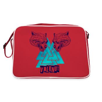 Valknut - symbole nordique Viking et tête animal - Sac Retro - rouge/blanc - Dos