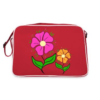 colorful flower meadow daisies flower flower tendril - Retro Bag - red/white - Back