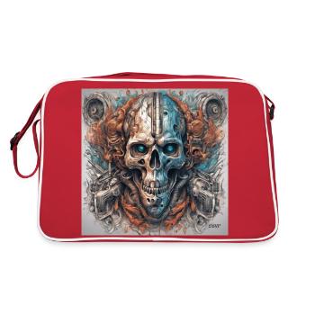 Biomechanical skull - Retro Bag - red/white - Back