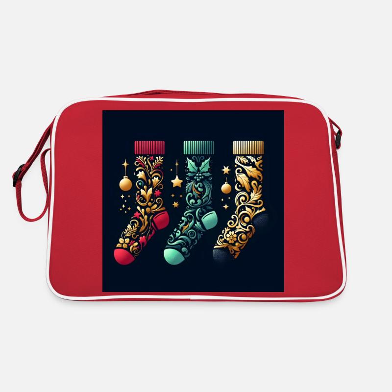 Weihnachtsstrümpfe - Retro Tasche - Rot/Weiß