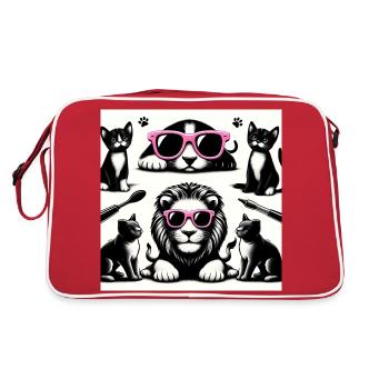 Lion et chat - Sac Retro - rouge/blanc - Dos