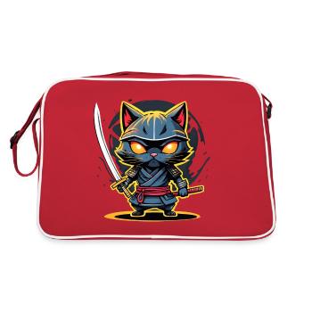 Ninja cat #5 - Retro Bag - red/white - Back