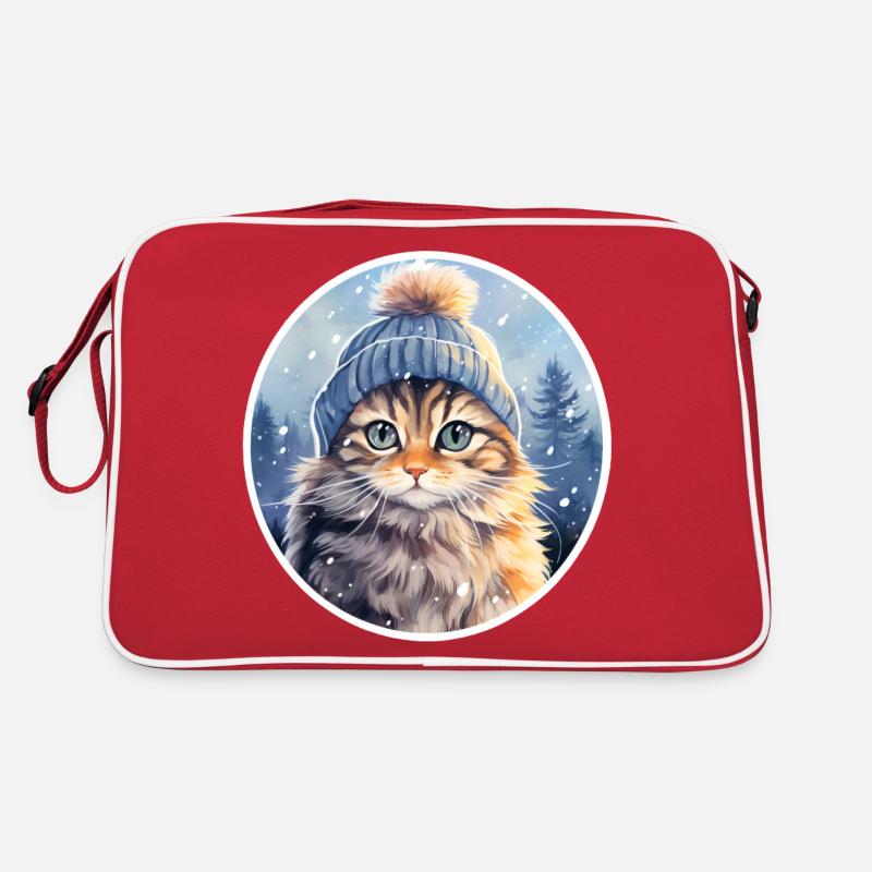 Cat in winter Retro Bag
