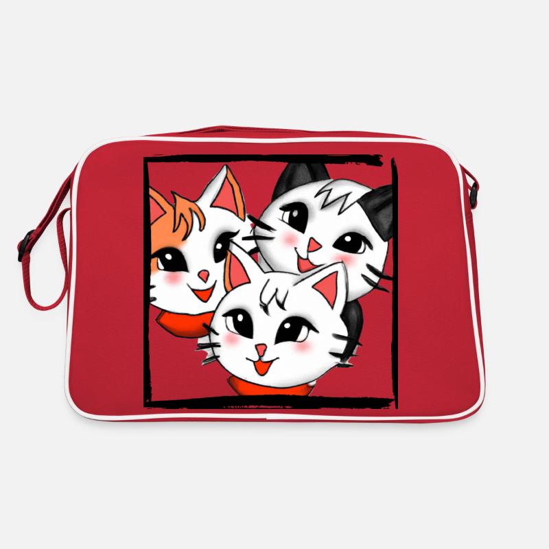 3 chatons mignons dans un cadre dans l’anime, style kawaii Sac Retro