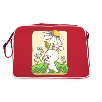 Lapin mignon portant une fleur - Sac Retro - rouge/blanc - Dos
