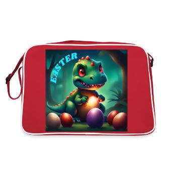 Dinosaur Red Eyes Easter Eggs - Retro Bag - red/white - Back