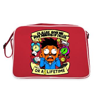 Give me five minutes - Retro Tasche - Rot/Weiß - Hinten