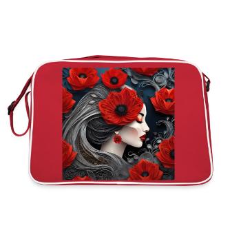 Asiatische Schönheit #10 - Retro Tasche - Rot/Weiß - Hinten