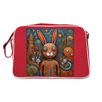Surreale Pop-Tiere 9 Kaninchen - Retro Tasche - Rot/Weiß - Hinten