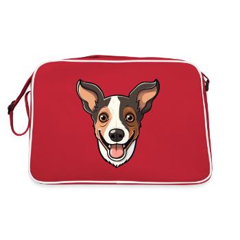 Rat Terrier Dog Breed Watercolor Cartoon Kawaii Cl - Retro Bag - red/white - Back