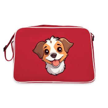 Cirnechi Dell Ätna Hunderasse Aquarell Karikatur Ka - Retro Tasche - Rot/Weiß - Hinten