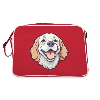 Clumber Spaniel Dog Breed Watercolor Cartoon Kawai - Retro Bag - red/white - Back