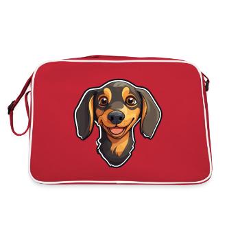 Teckel chien race aquarelle dessin animé Kawaii Clip - Sac Retro - rouge/blanc - Dos
