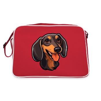 Teckel chien race aquarelle dessin animé Kawaii Clip - Sac Retro - rouge/blanc - Dos