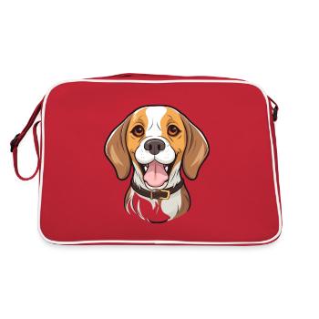 Beagle Dog Breed Watercolor Cartoon Kawaii Clipart - Retro Bag - red/white - Back