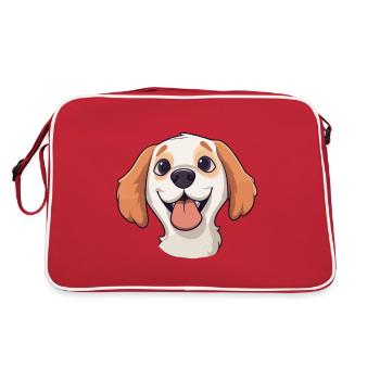 Bouviers Des Flandre Dog Breed Watercolor Cartoon - Retro Bag - red/white - Back