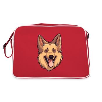 Belgian Tervuren Dog Breed Watercolor Cartoon Kawa - Retro Bag - red/white - Back