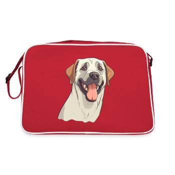 Anatolian Shepherd Dog Breed Watercolor Cartoon Ka - Retro Bag - red/white - Back