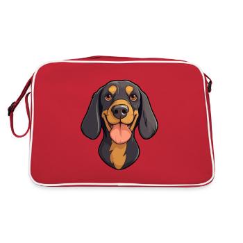 Black And Tan Coonhound Dog Breed Watercolor Carto - Retro Bag - red/white - Back