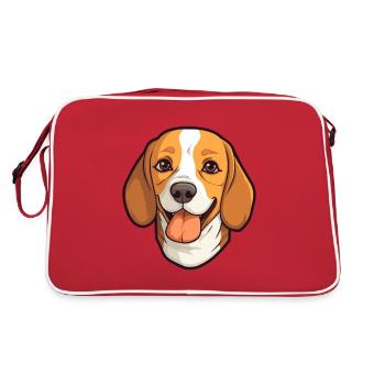 Beagle Dog Breed Watercolor Cartoon Kawaii Clipart - Retro Bag - red/white - Back