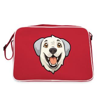 Great Pyrenee Dog Breed Watercolor Cartoon Kawaii - Retro Bag - red/white - Back