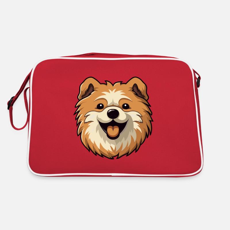Keeshonden chien race aquarelle dessin animé kawaii cli Sac Retro