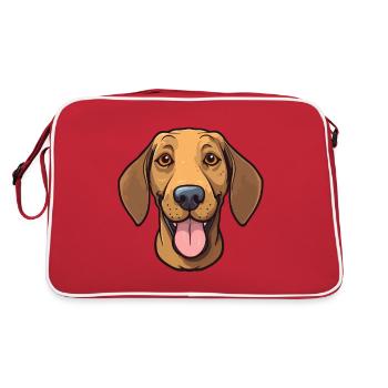 Plott Hound Dog Breed Watercolor Cartoon Kawaii Cl - Retro Bag - red/white - Back