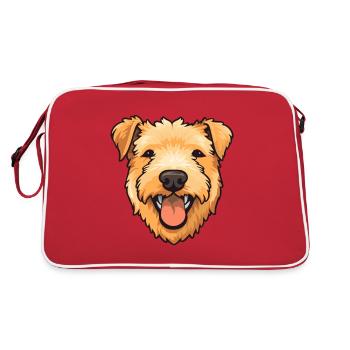 Lakeland Terrier Dog Breed Watercolor Cartoon Kawa - Retro Bag - red/white - Back