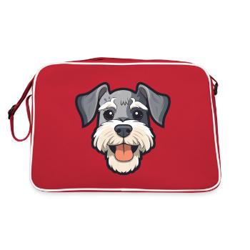 Miniature Schnauzer Dog Breed Watercolor Cartoon K - Retro Bag - red/white - Back