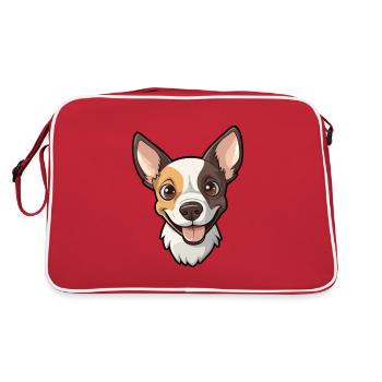 Rattenterrier Hunderasse Aquarell Karikatur Kawaii Cl - Retro Tasche - Rot/Weiß - Hinten