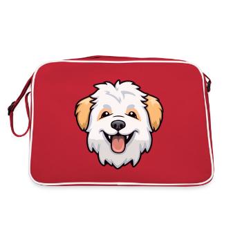 Pumik Dog Breed Watercolor Cartoon Kawaii Clipart - Retro Bag - red/white - Back