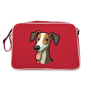 Greyhound Hund Rasse Aquarell Cartoon Kawaii Clip - Retro Tasche - Rot/Weiß - Hinten