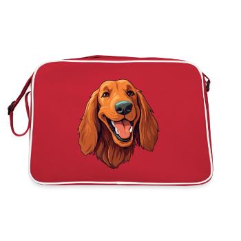 Irischer Setter Hund Rasse Aquarell Karikatur Kawaii C - Retro Tasche - Rot/Weiß - Hinten